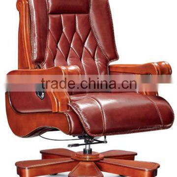 Antique PU leather office chair with arm rest and wood base (FOH-A1301)