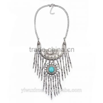 Women's Vintage Silver Exaggerated jewelry Tassels Statement Necklace