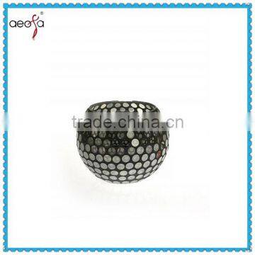 Hot sale small round black mosaic glass vases