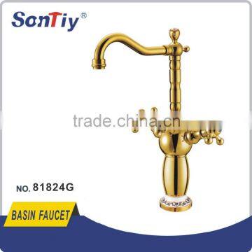 Brass Single Handle Basin Gold Faucet 81824G