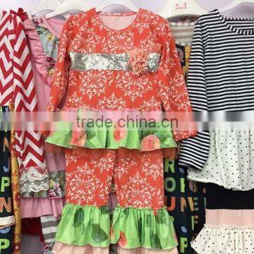 Yiwu Koya Christmas Stripes Outfit Kids Winter Boutique Giggle Moon Remake Outfit With Pant Ruffle Adorable Baby Girl Outfit photo-3