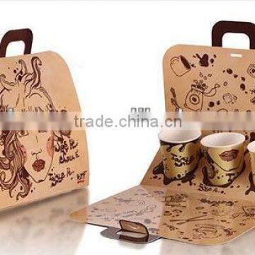 Creative Kraft Paper Coffee Cup Carrier