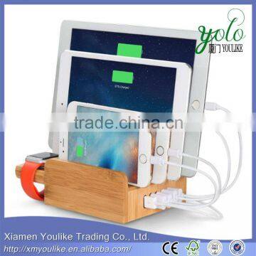 5-Port USB Bamboo Charging Station