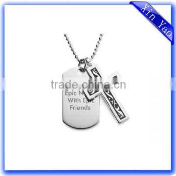 Wholesale engraved logo silver cross bulk dog tag