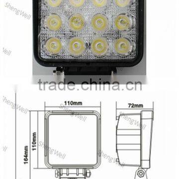 ShengWell auto led work light 4" 48W 9-32V Square LED work light 1yearwarranty IP67 led work lamp offroad led work light