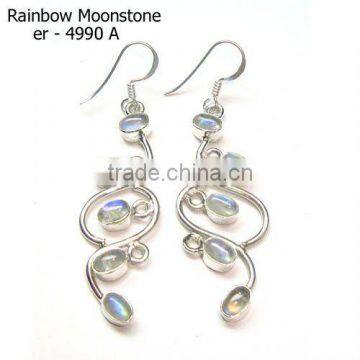 925 Sterling Silver Rainbow Moonstone Earrings