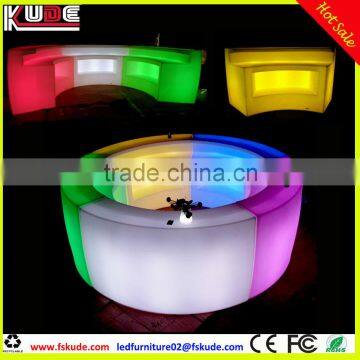 modern illuminated LED curved bar counter for circle round bar table