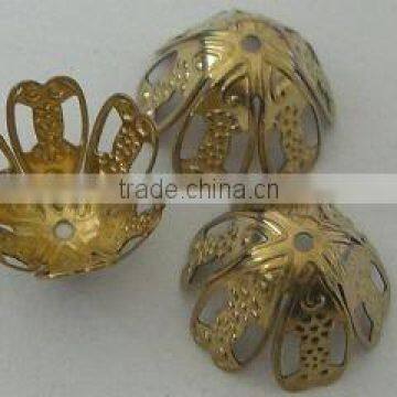 Fashion jewelry gold plated flower bead end cap