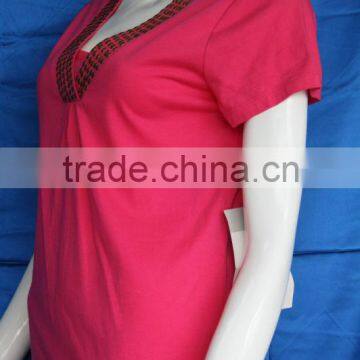 V Neck Hand Sewn Beads Ladies Free Patterns of Blouse photo-4