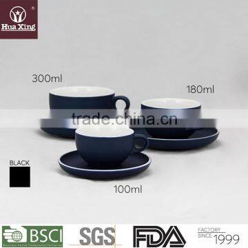 H4892 dark blue glazed wholesale round cup and saucer set porcelain