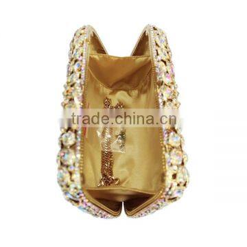 Gold Metal and AB Color Crystal Evening Clutch Bag Woman Handbag Ladies Party Bag (88162A-AB) photo-5