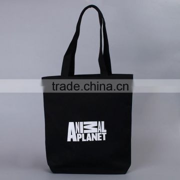 Silk screen printing black cotton tote bag