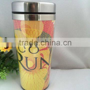 promotion plastic mug with colorful paper insert