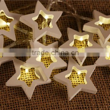 Warm White Wooden White Star String Light Christmas Led Decorative Light