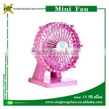 Ferris wheel style rechargeable standing fan winding data