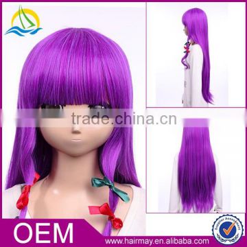 Excellent Synthetic heat resistant Touhou Project Patchouli Knowledge cosplay indian women hair wig