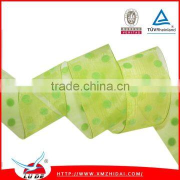 2015 colorful printed organza Sheer Ribbon / custom printed ribbon