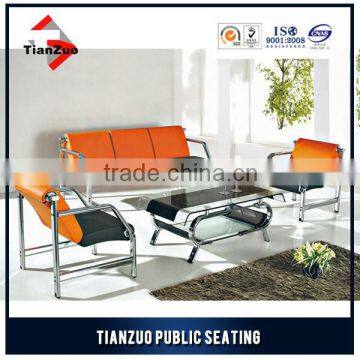 TZ-B11 high resilience foam chromed frame leather office sofa set