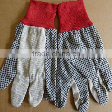 Best,cotton drill polka pvc dotted safety work gloves