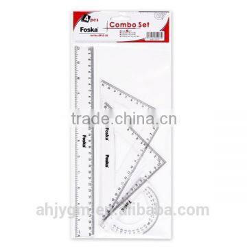 4 Pieces students Plastic Ruler Set/geometry set/school geometry set