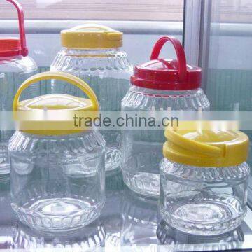 glass canister with handle lid