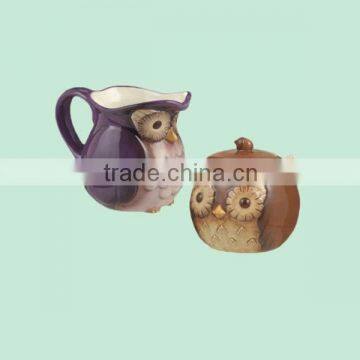 custom unique shaped owl bowl ceramic tea set