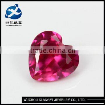 Factory prices heart shape fancy cut loose artificial ruby gemstones