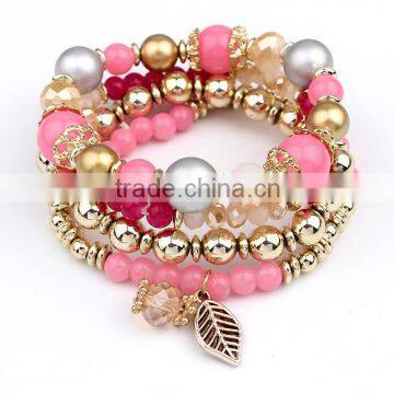 Fashion bracelet leaf multilayer beads fashion jewelry