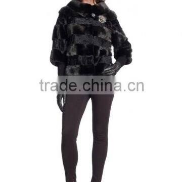 2015 wholesale new style black short real sheep fur coat for women