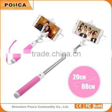 2015 Factory price Hot Selling Cute Wired Selfie Stick
