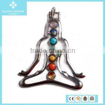 Fashion Antique Stainless Steel Natural Crystal Agate Setting Human Shape Pendant Jewellery