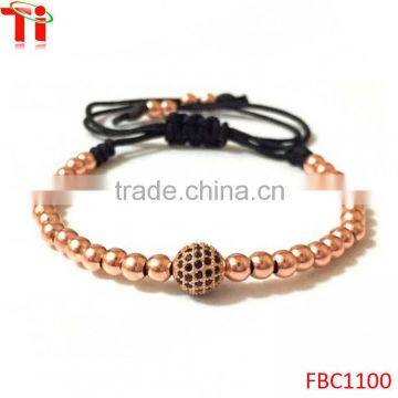 New arrival BALLS DIAMOND MACRAME 18KT rose gold beads bracelet