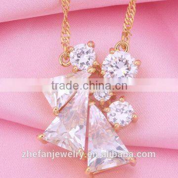 Imitation Gold Necklace White Zircon Triangle Necklace Sets For Girls