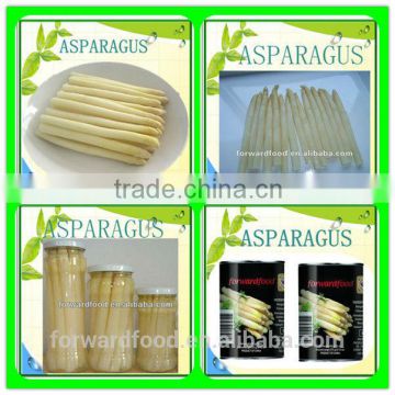 White asparagus canned in tin and jar packing