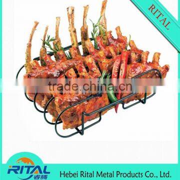 NEW Rib Rack Non Stick Outdoor Grilling Barbecue Grill Ribs Smoker Oven BBQ Tool photo-3