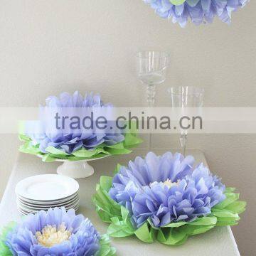 Blue Tissue Paper Flowers For Girls Party Decorations