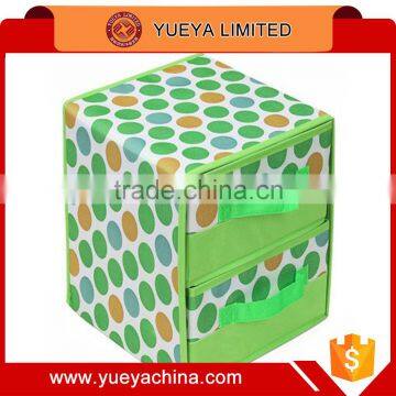 two layered fresh green spots printed storage box with 2 drawer