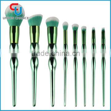 Go Pro Beauty Tools 8Pcs Shiny Green Makeup Brush Set with Smooth Handle