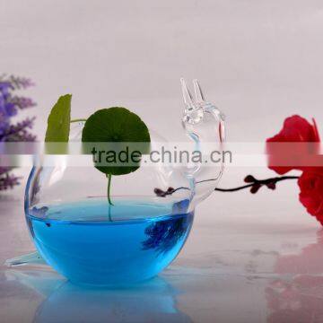 Indoor Creative Delicate Home Decoration Hydroponics Container Snail Shaped Glass Flower Vase photo-2