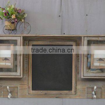 Antique Wooden Wall Shelf With Storage Drawers and Hooks photo-5