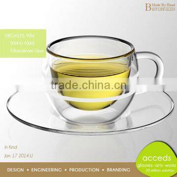DBG-A14-100 100ml Popular Borosilicate Glass Clear Double Wall Glass Cup photo-2