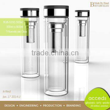 Unique Empty Sports Protable Borosilicate Glass Bottle With Infuser photo-3