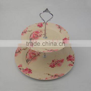 Modern Double Layer Bamboo Fiber Living Room Fruit Dish Cake Plate Rack photo-3