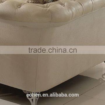 SF033 2015 New Arrival European White PU Leather Sofa Designs With Crystal Buttons Stainless Steel Legs photo-5