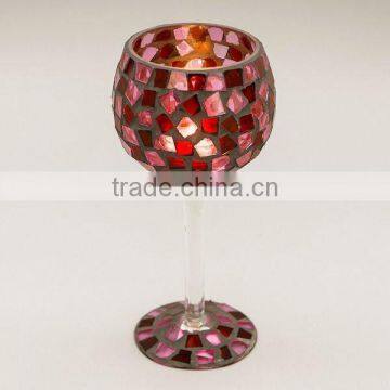 Red Mosaic Goblet Candle Holders photo-3