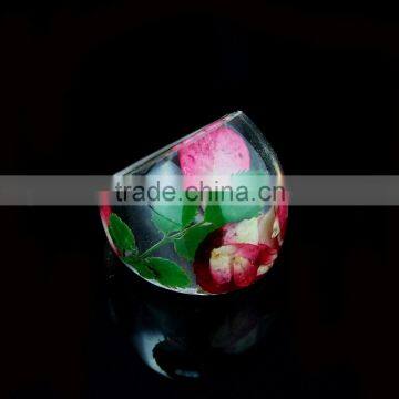 Resin crafts custom handmade jewelry clear dried flower resin ring for girls