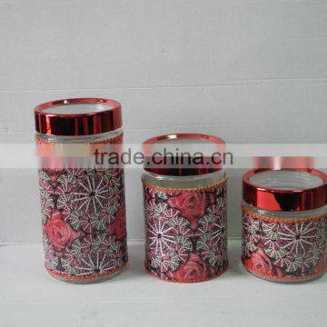 Glass Mason Storage Jar With Color Leather Sleeve and Screw Lid photo-2