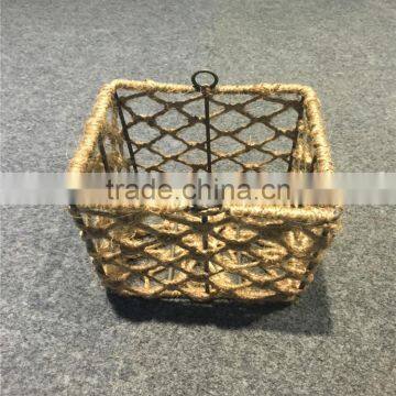 2016 linyi new desgin eco-friendly hand woven hemp rope basket