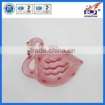 Ceramic Pink Flamingo-shaped Plate for Kitchen Decoration