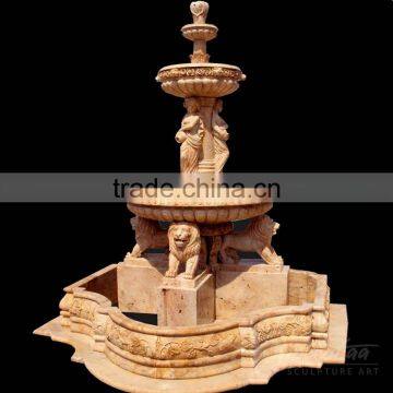 home decoration red stone carving marble lion fountain price